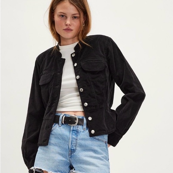 Free People Jocelyn Black Velvet Jacket. Size L - Picture 1 of 10